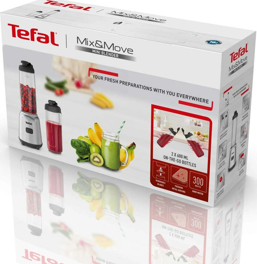 TEFAL | Maišytuvas | BL15FD Mix&Move | Stalviršis | 300 W | Stiklainio medžiaga Tritan | Nerūdijantis plienas