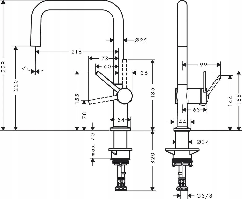 Plautuvės maišytuvas Hansgrohe Talis M54, U 220, 1jet, 72806000, chromo