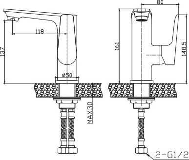 Maišytuvas praustuvui Invena Dokos stojąca chrom (BU-19-0B1)