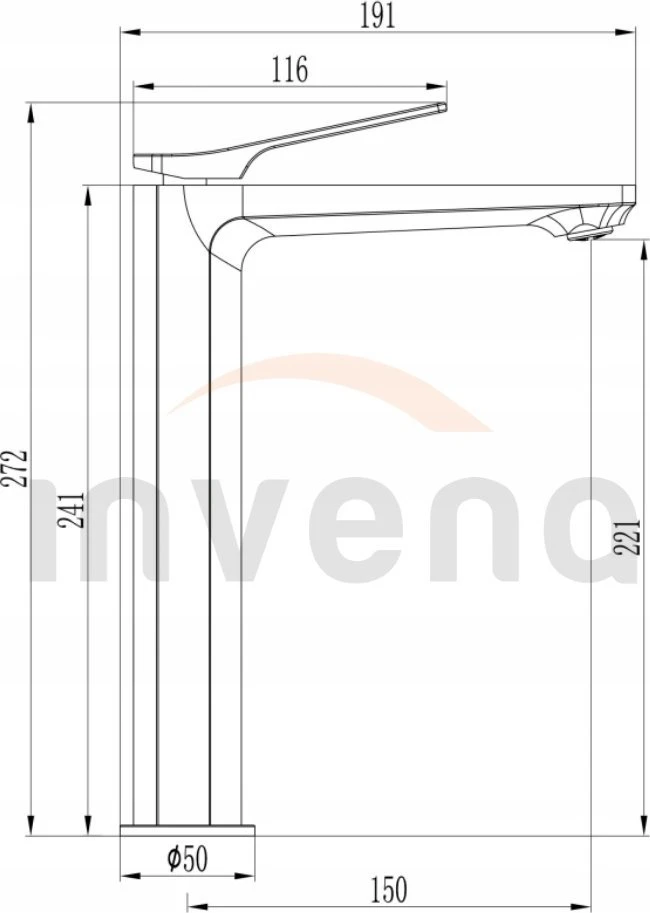 Invena Aukštas praustuvo maišytuvas Neri BU-01-W14-L vario sp.