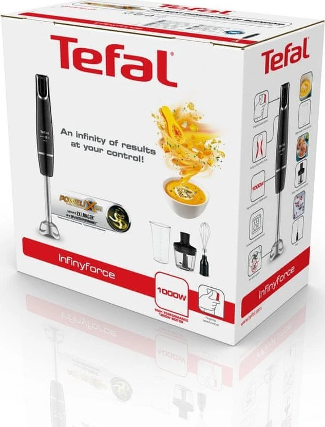 TEFAL | Maišytuvas | HB943838 InfintyForce | Hand Maišytuvas | 1000 W | Greičių skaičius 1 | Chopper | Juodas