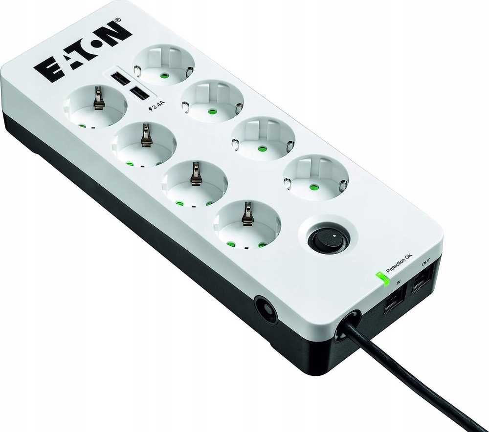 Eaton PB8TUD viršįtampių ribotuvas 8 AC išvestis(ys / čių) 220 - 250 V Juoda, Balta 1,5 m