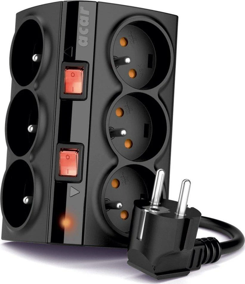 Maitinimo juosta Acar Smart anti-surge 6 lizdai 1,5 m juodi (W0153)
