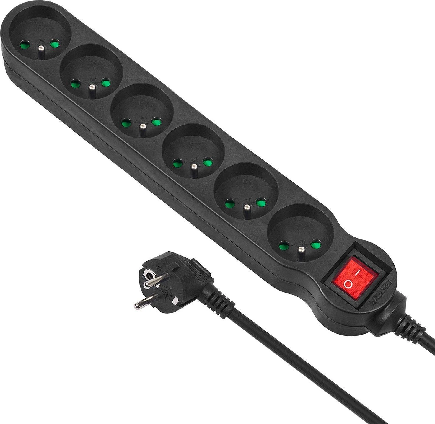 MACLEAN MCE225 Maclean MCE225 Maitinimo juostos prailginimo laidas 6 lizdai su juodu 1,5 m nuo 2300W