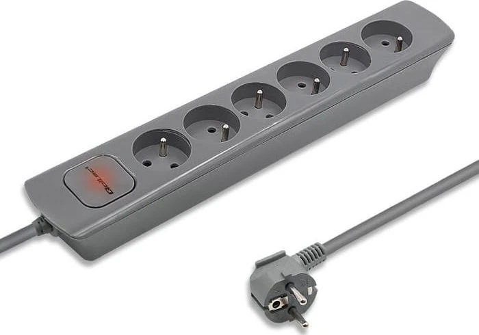 QOLTEC 50277 Maitinimo juostelė 6 lizdai 1,8m Pilkas