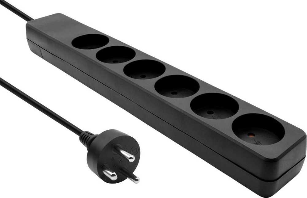 Maitinimo kabelis MicroConnect Microconnect MC-GRU0605DKB skirstytuvas 5 m 6 x tinklo lizdai Vidinis juodas