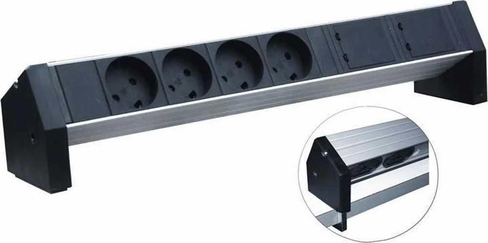 Listwa zasilająca Retex 24155804 rozdzielacz zasilania PDU 4 x gniazdo jungiama į tinklą Aliuminio, Juodas