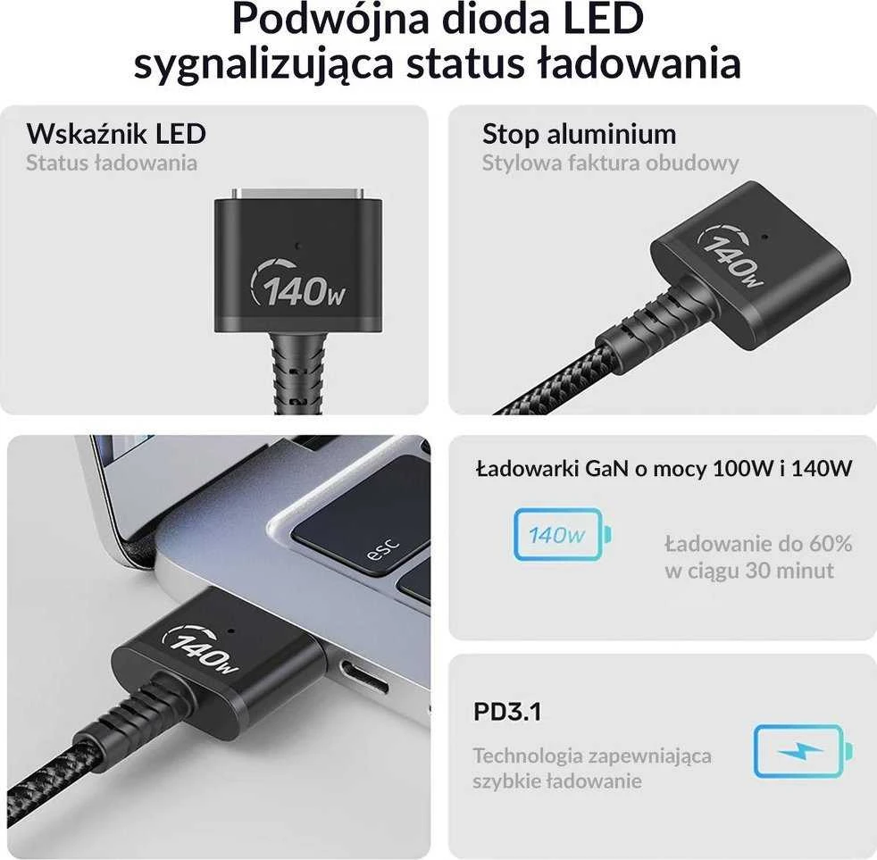 Unitek USB-C - MagSafe 2,0 m