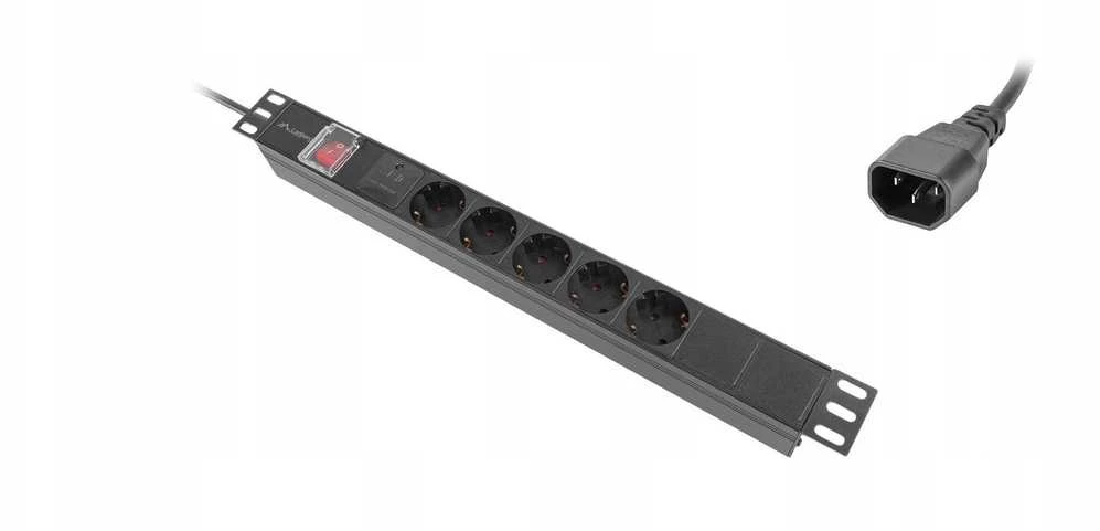 Lanberg stovo maitinimo blokas PDU 19" 1U 10A 5x Schuko 2m juodas C14