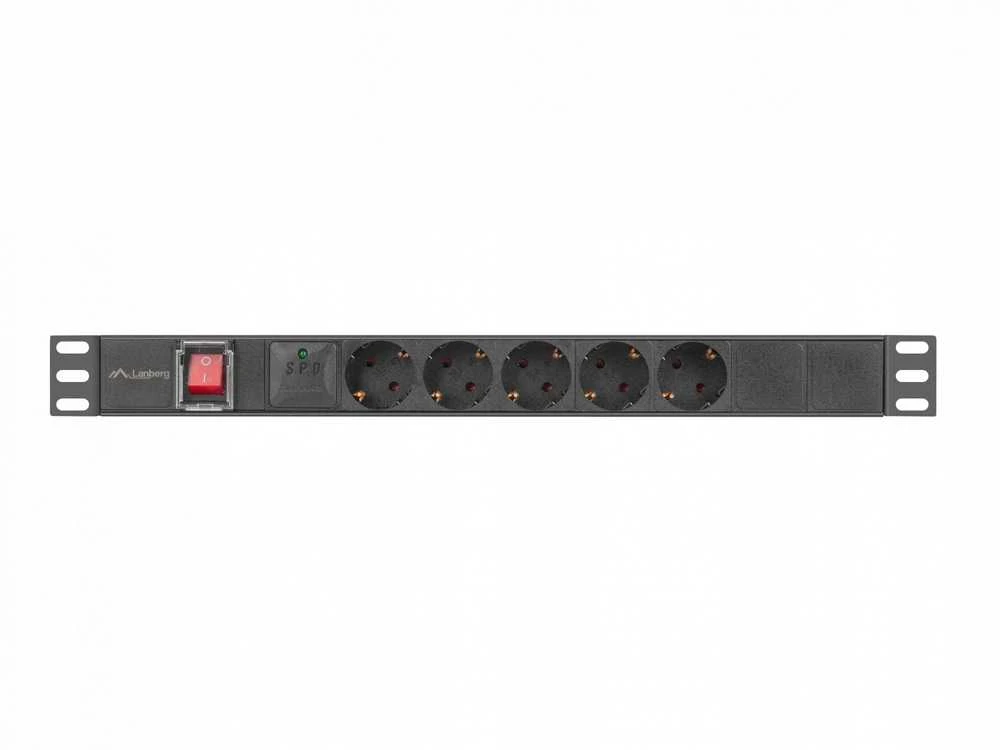 Lanberg stovo maitinimo blokas PDU 19" 1U 10A 5x Schuko 2m juodas C14