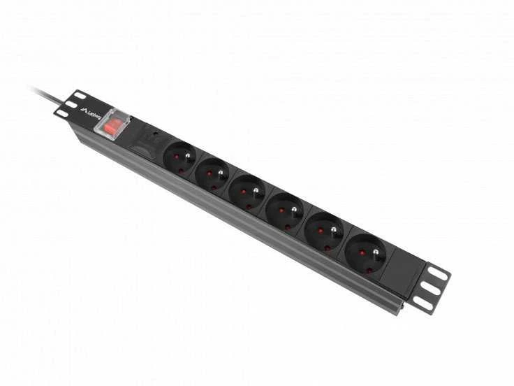 Lanberg stovo maitinimo blokas PDU 19" 1U 10A 6x PL 2m juodas C14