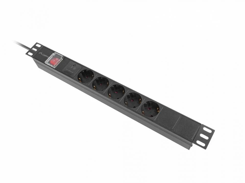 Lanberg stovo maitinimo blokas PDU 19" 1U 10A 5x Schuko 2m juodas C14