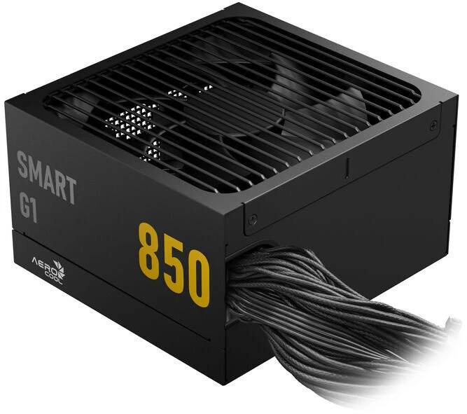 „AeroCool Smart G1 80 PLUS Gold“ maitinimo šaltinis, PCIe 5.1, ATX 3.1 × 850, juodas