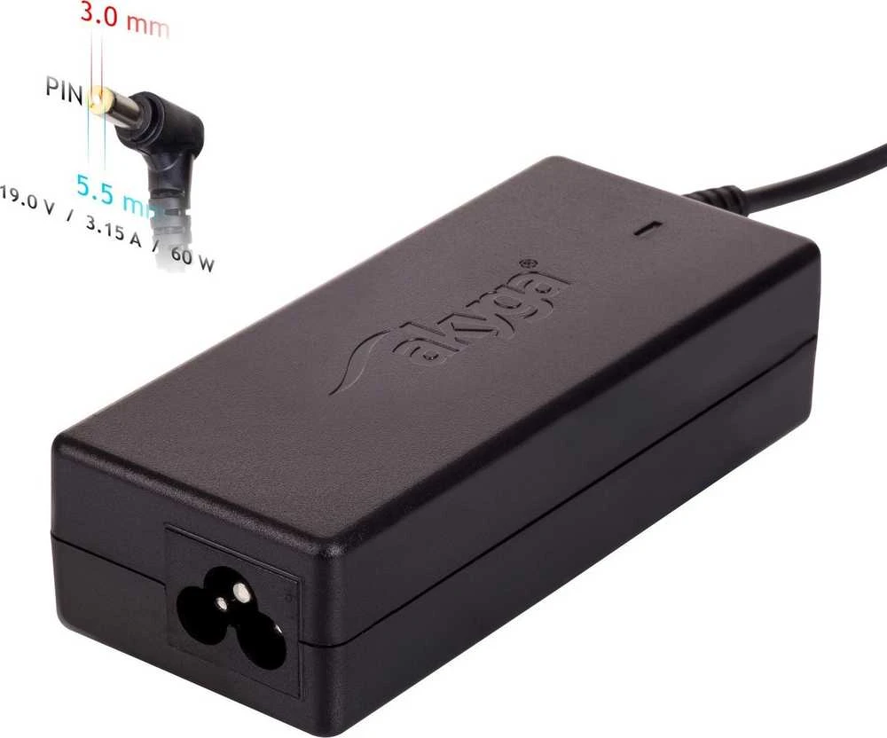 AKYGA AK-ND-13 nešiojamojo kompiuterio maitinimo adapteris AK-ND-13 19V/3.16A 60W 5.5x3.0 mm + kaištis SAMSUNG