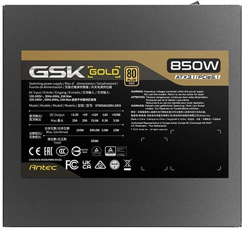 Maitinimo šaltinis Antec 0-761345-20146-9 moduł zasilacza 850 W 20+4 pin ATX ATX juoda