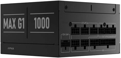 APNX MAX G1 1000 W 80 PLUS Gold maitinimo šaltinis, ATX 3.1, PCIe 5.1, visiškai modulinis, kompaktiškas – 1000 vatų, juodas