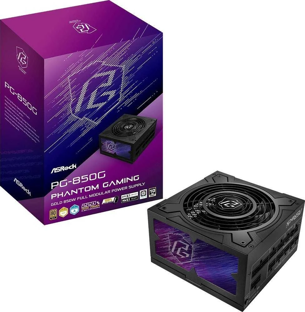 850W ASRock Phantom Gaming PG-850G 850W ATX 80+ Gold juodas mažmeninė prekyba
