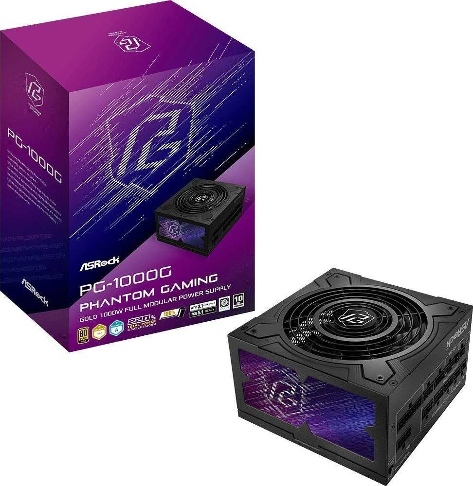 Asrock Phantom Gaming PG-1000G maitinimo blokas 750 W 20+4 kontaktų ATX ATX Juodas