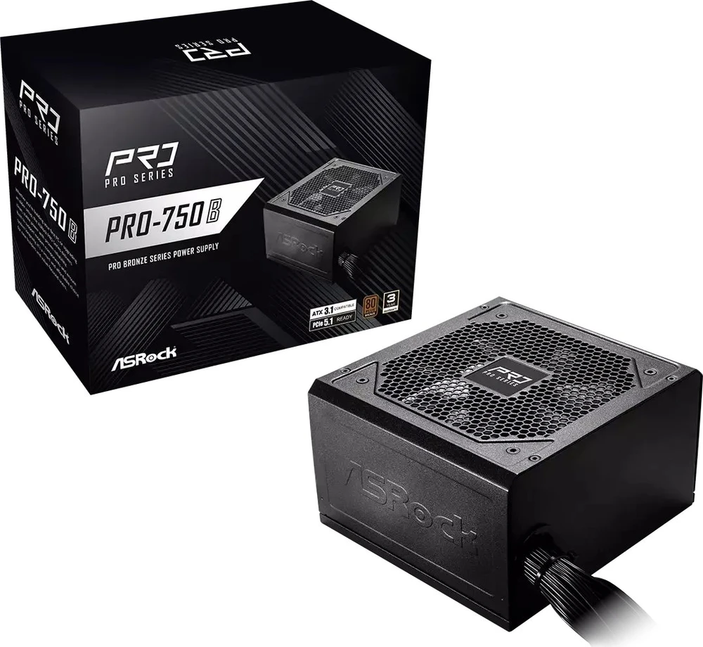 Asrock PRO-750B maitinimo blokas 750 W 24 kontaktų ATX ATX Juodas