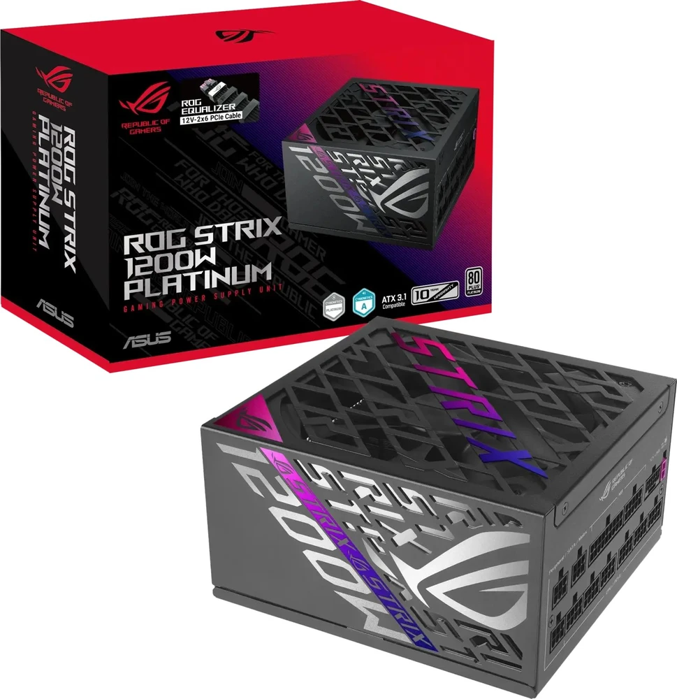 ASUS ROG -STRIX-1200P-GAMING-E maitinimo blokas 1200 W 20+4 pin ATX ATX Juoda, Multi spalvos