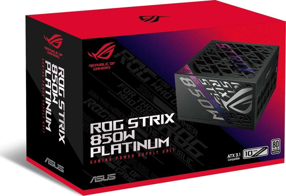 ASUS ROG Strix 850P Platinum, 80 PLUS Platinum maitinimo blokas, modulinis, PCIe 5.1 – 850 vatų