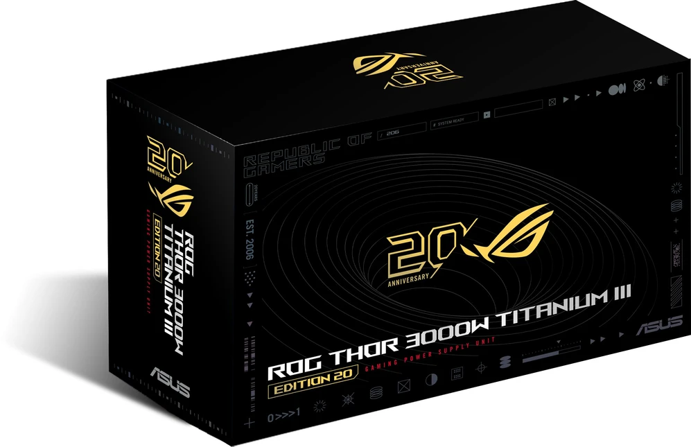 Maitinimo šaltinis Asus ROG Thor 3000W Titanium III Edition 20 moduł zasilaczy 20+4 pin ATX ATX juoda (90YE00VA-B0NA00)