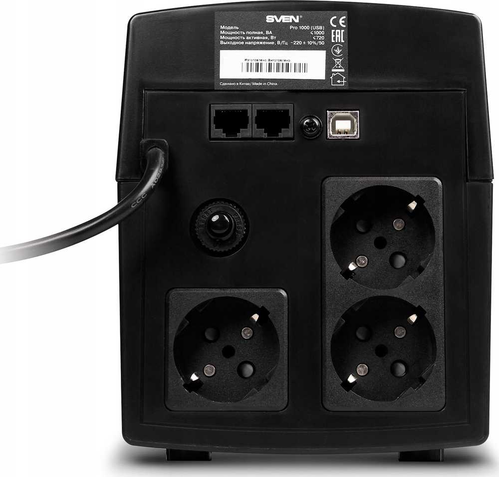 Maitinimo šaltinis awaryjny SVEN Pro 1000, 720W, USB, RG-45, 3 gniazda euro
