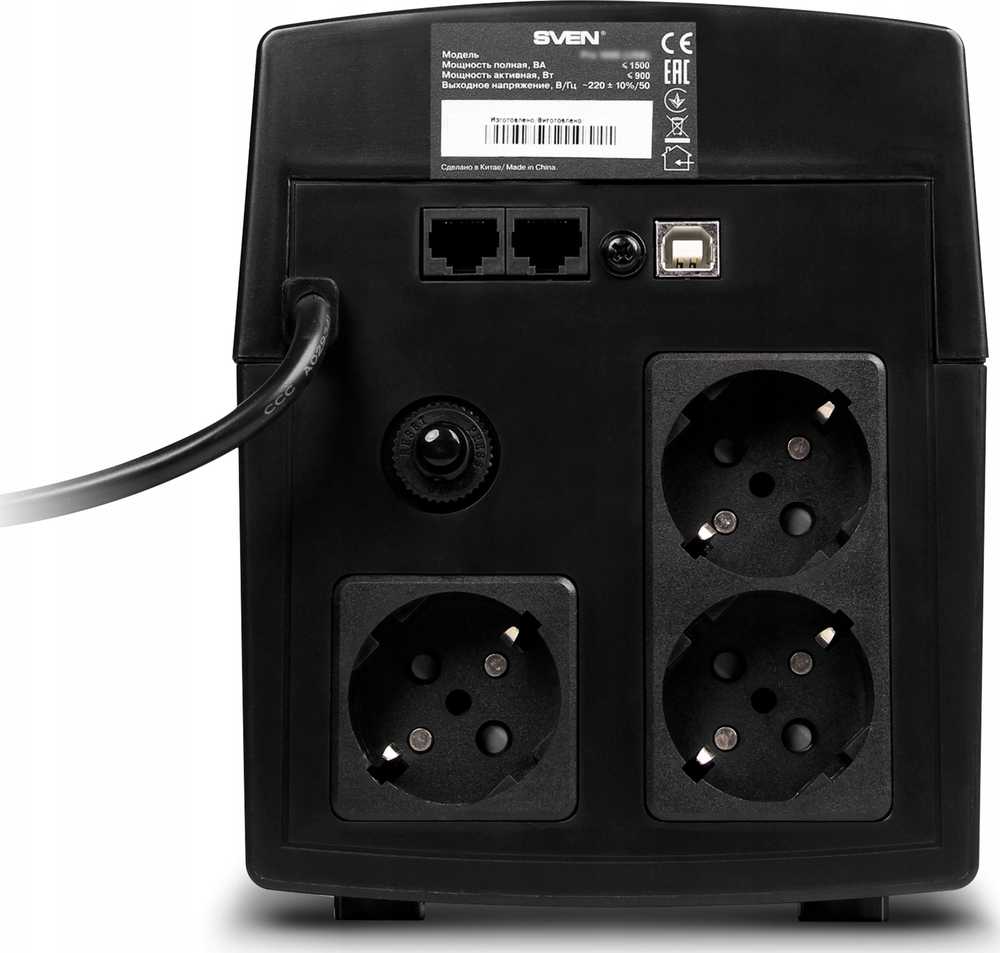 Maitinimo šaltinis awaryjny SVEN Pro 1500, 900W, LCD, USB, RG-45, 3 gniazda euro