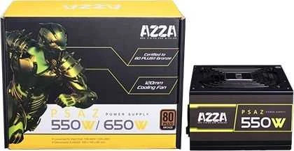 AZZA PSU 550W ATX 80+ bronzos sertifikatas, tylus 120 mm ventiliatorius, 1 x 20+4 kontaktų, 1 x 4+4 kontaktų 12V, 1 x 4 kontaktų diskelis, 2 x 4 kontaktų Molex, 5 x Sata, 2 x 6+2 kontaktų PCI-5, WPS