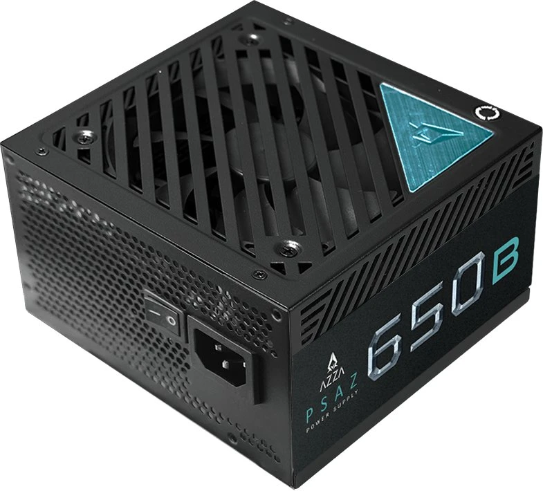 AZZA maitinimo blokas 650W ATX 3.1, 80+ bronzos sertifikuotas, tylus 120 mm ventiliatorius, 1x 20+4 kontaktų, 1 x 4+4 kontaktų 12V, 1 x PCI-E 5.1 12+4, x 6+2 kontaktų PCI-E, 2 x 4 kontaktų Molex, 6 x SATA, PSAZ-650B (PCI-e 5.1)