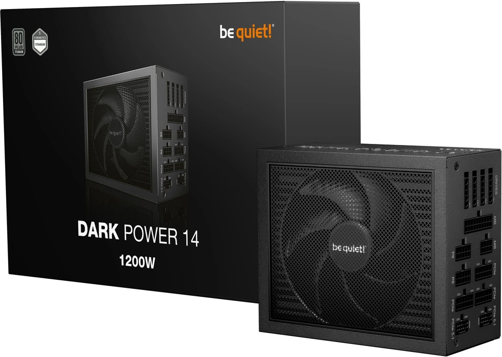 Be Quiet! tyliai! „Dark Power 14 80 PLUS Titanium“ maitinimo šaltinis, ATX 3.1, PCIe 5.1 – 1200 vatų