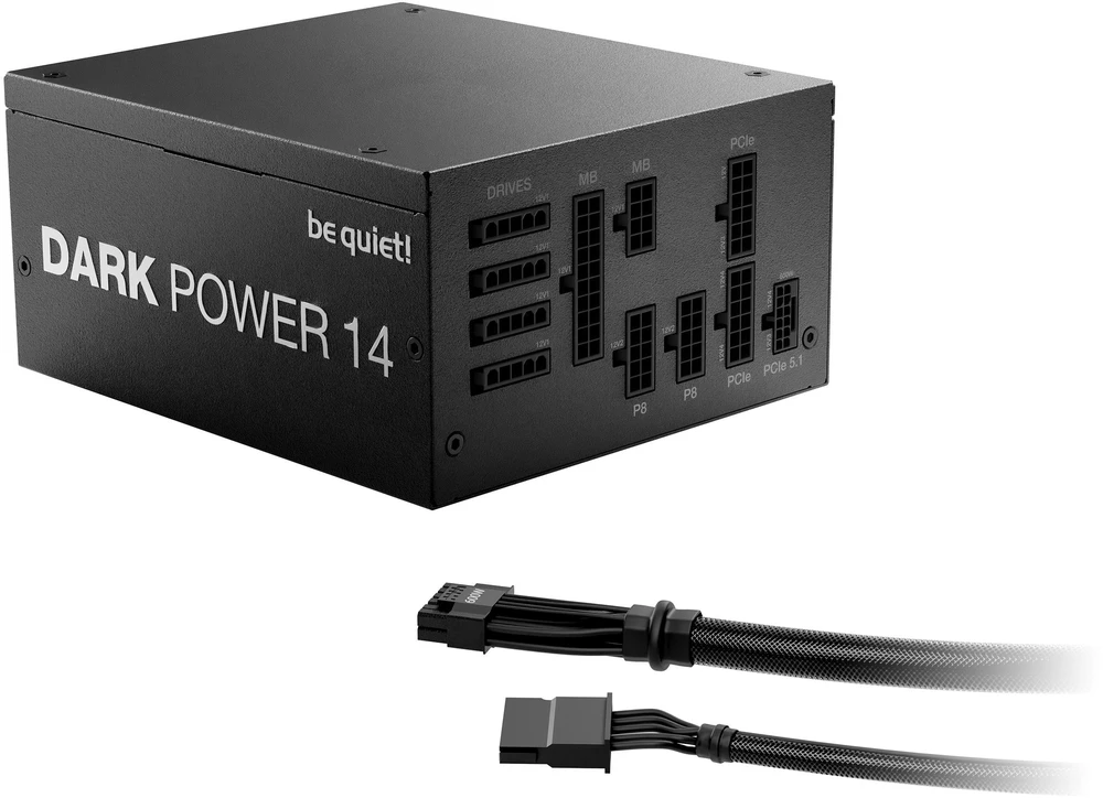 Be Quiet! tyliai! „Dark Power 14 80 PLUS Titanium“ maitinimo šaltinis, ATX 3.1, PCIe 5.1 – 1000 vatų
