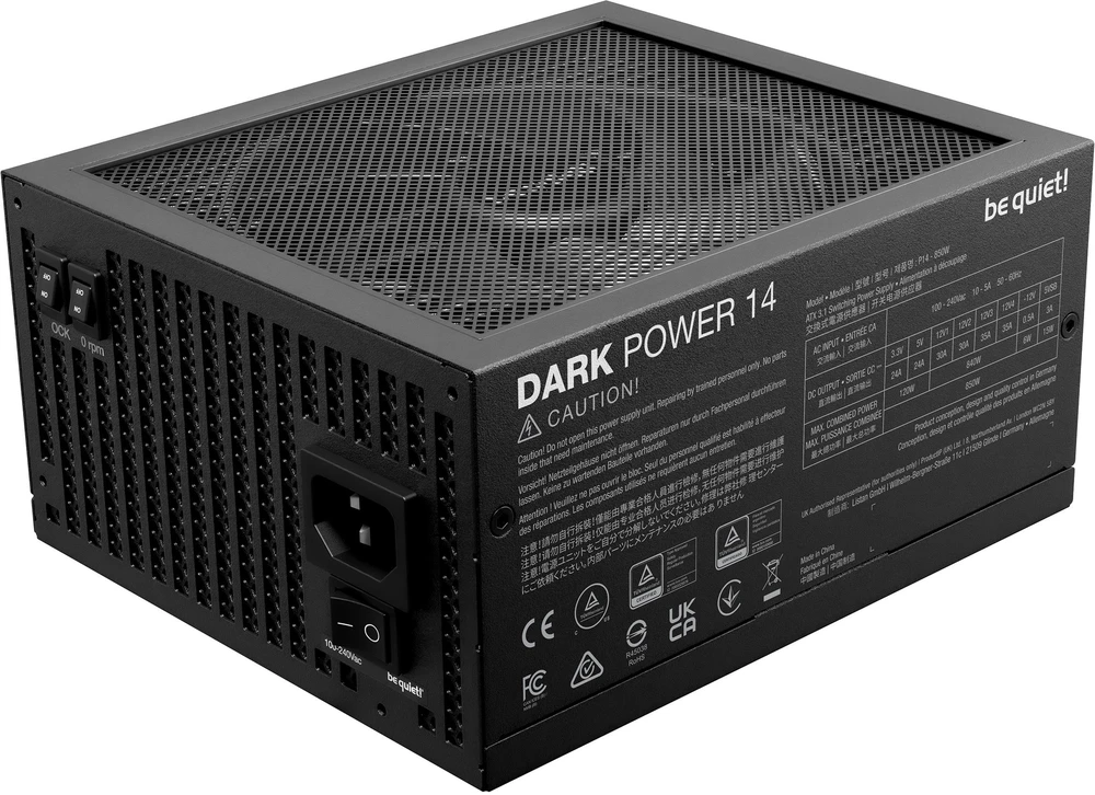 Be quiet! Dark Power 14 850 W - 80 Plus Titanium maitinimo blokas 20+4 kontaktų ATX ATX Juodas
