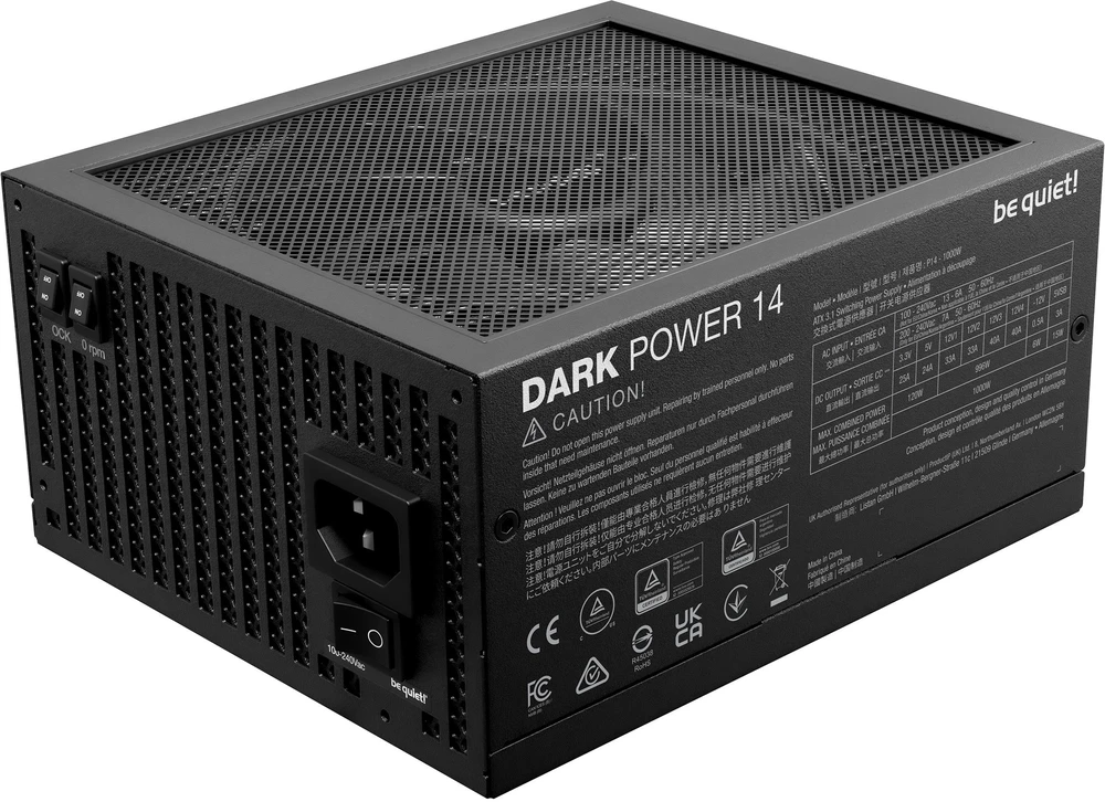 Be Quiet! tyliai! „Dark Power 14 80 PLUS Titanium“ maitinimo šaltinis, ATX 3.1, PCIe 5.1 – 1000 vatų