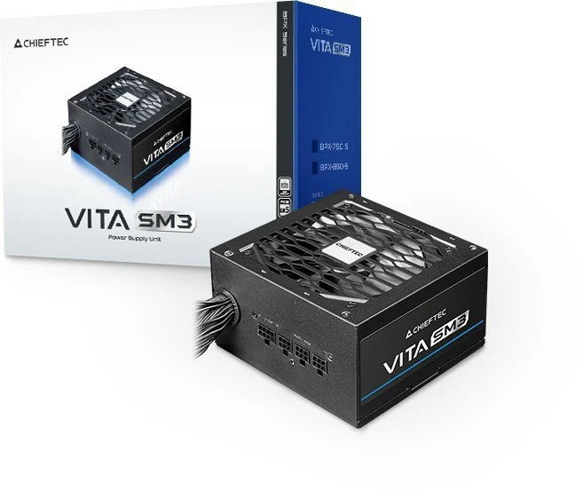 Chieftec VITA SM3 650W, kompiuterio maitinimo šaltinis - juodas, 1x 12 kontaktų didelės galios GPU, 2x PCIe, laidų valdymas, 650 vatų
