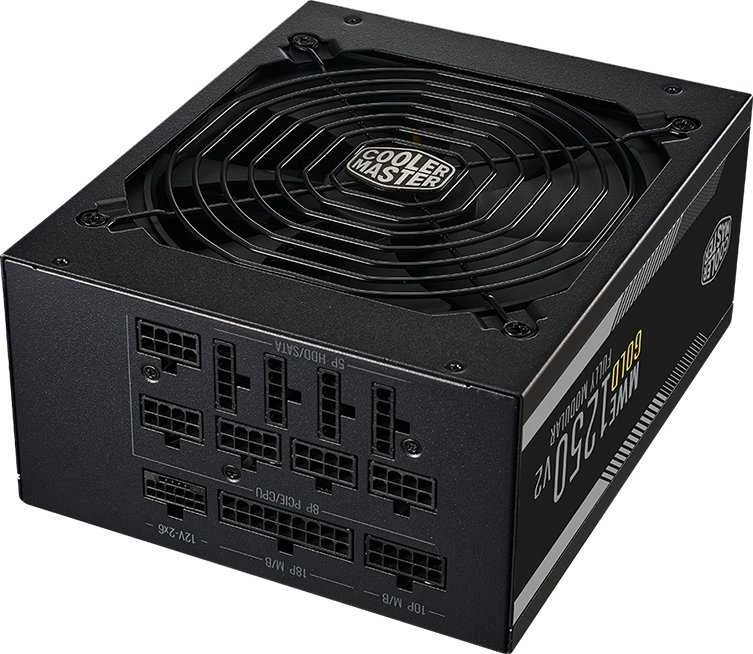„Cooler Master MWE V2“, 80 PLUS auksinis maitinimo šaltinis, modulinis, PCIe 5.1 - 1.250 W, juodas