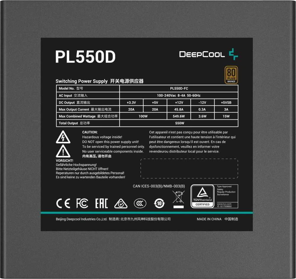 Deepcool PSU | PL550D-FC | 550 W