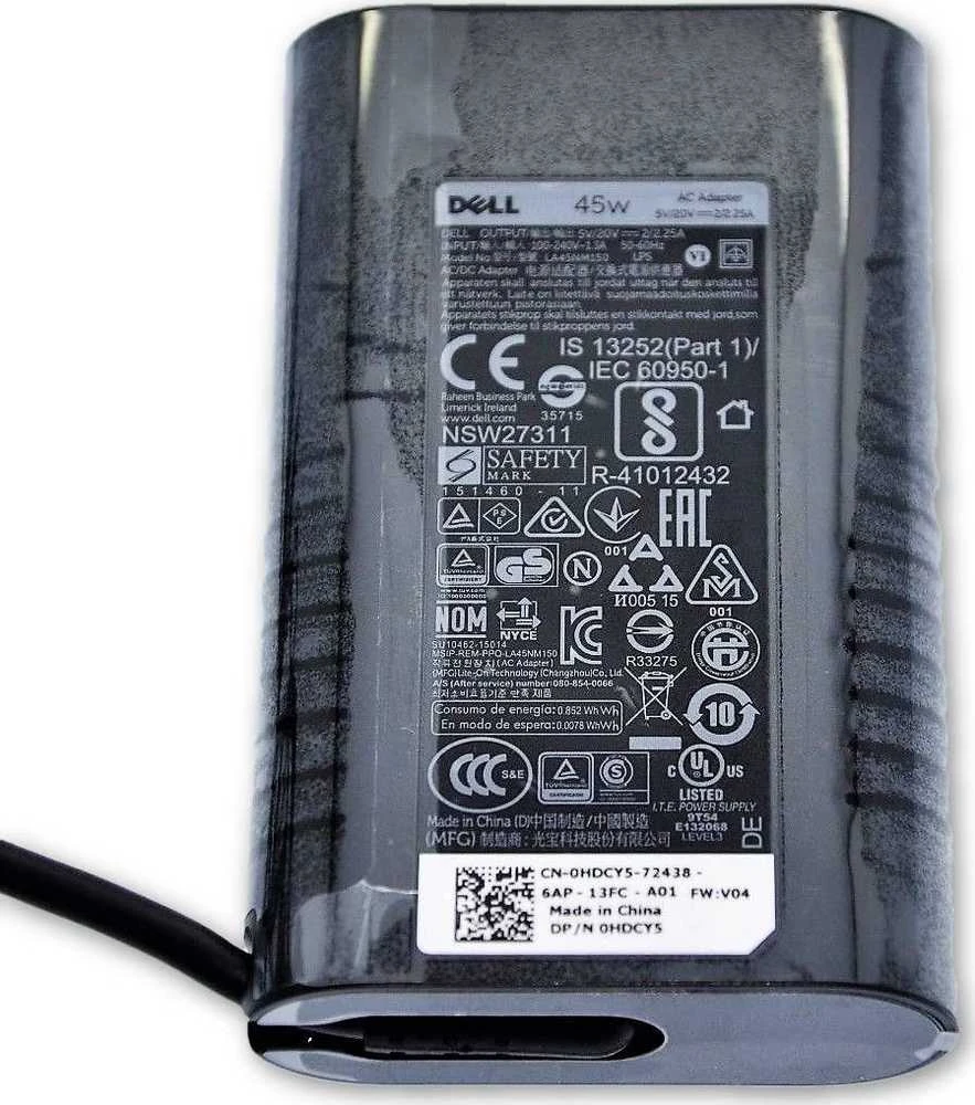Maitinimo šaltinis Dell 45 W, USB-C, 2.2 A, 19,5 V (HDCY5)