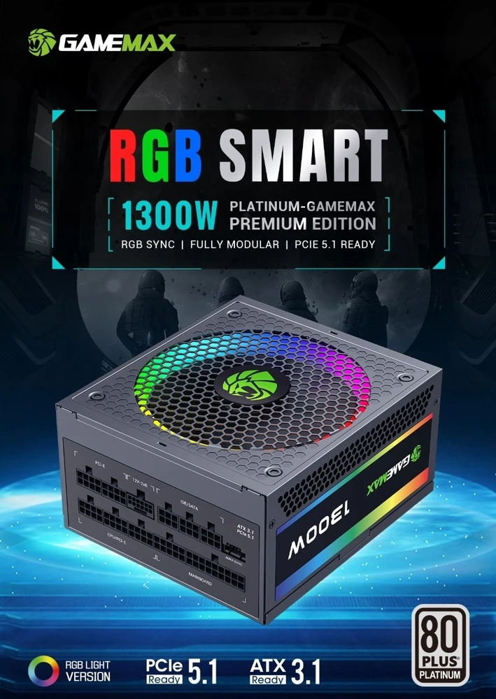 Gamemax PSU | RGB PRO 1300P | 1300 W | Platinum | Full Modular