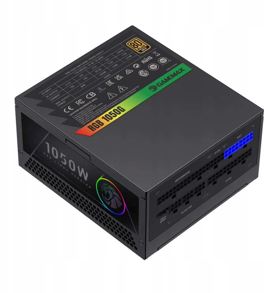 „Gamemax“ maitinimo blokas | RGB 1050G | 1050 W | Auksinis | Pilnai modulinis