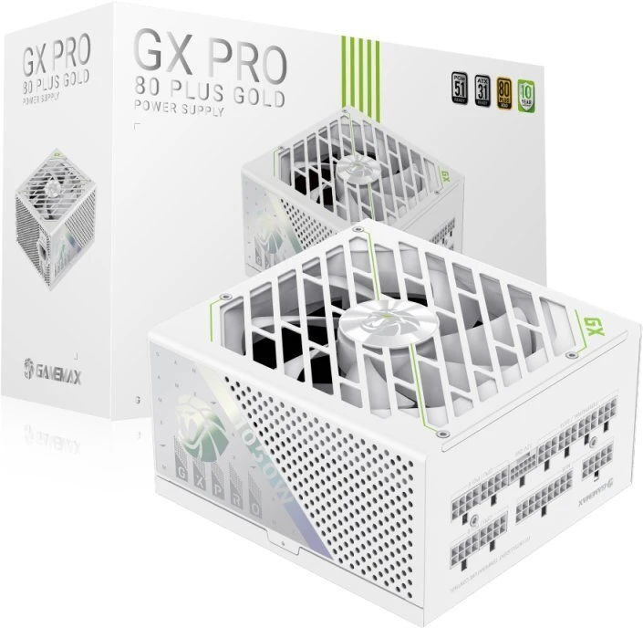 Gamemax maitinimo blokas | GX PRO 1050G WH | 1050 W | Auksinis | Baltas | Pilnai modulinis