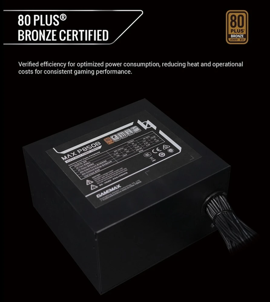 Gamemax PSU | MAX P850B | 850 W | Bronze | Non-Modular