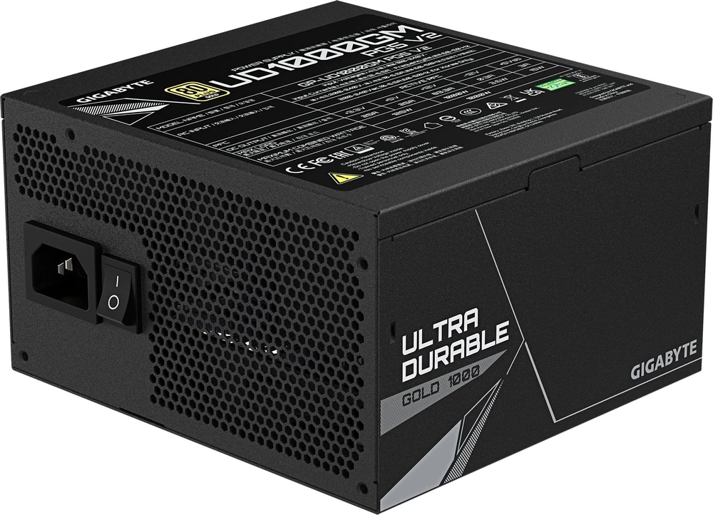 „GIGABYTE UD1000GM PG5 V2“ maitinimo blokas – PCIe Gen 5.1, 80 PLUS Gold, pilnai modulinis dizainas, 120 mm ventiliatorius, suderinamas su ATX 3.1, ES kištukas