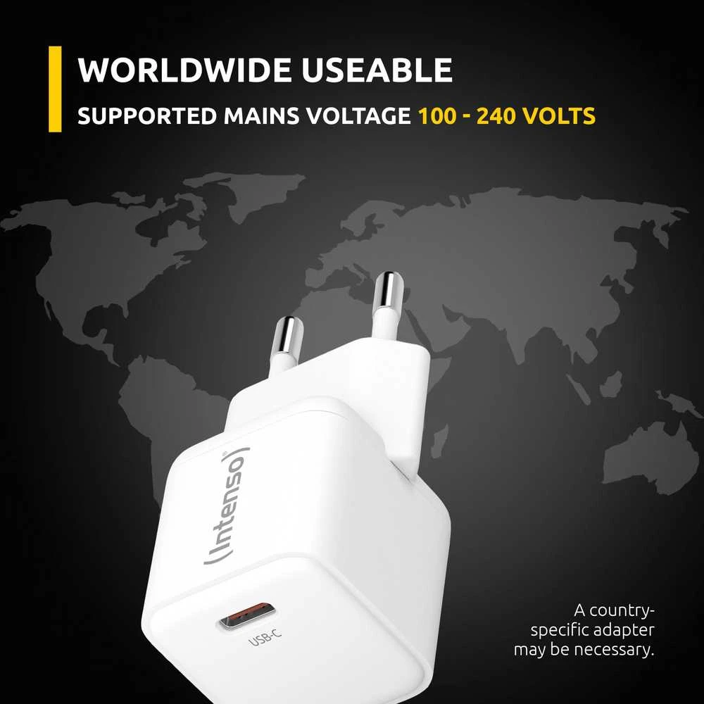 Intenso USB-C įkroviklis su pasaulinio naudojimo aprašymu