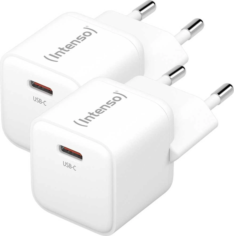 Du balti Intenso USB-C maitinimo adapteriai