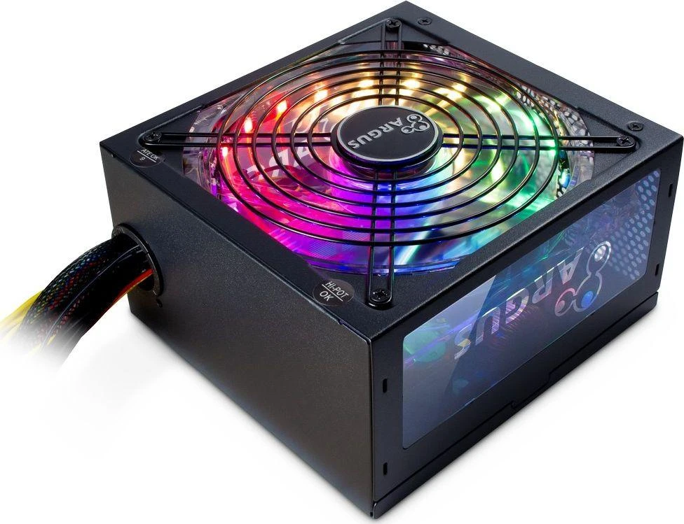 Maitinimo šaltinis INTER-TECH Argus RGB, 80PLUS Bronze, 500W, mažmeninė prekyba, 1x140 ventiliatorius, 1x20+4Pin, 4+4Pin, 1xPCI-e 6+2Pin, 4x4Pin (Molex), 4xSATA, 1xFDD, rev.