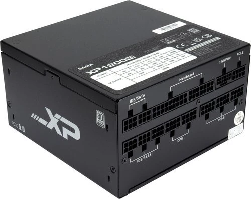 „Inter-Tech SAMA XPH-1200A“, kompiuterio maitinimo šaltinis – 1 x 12 kontaktų didelės galios GPU, 3 x PCIe, laidų valdymas, 1200 vatų