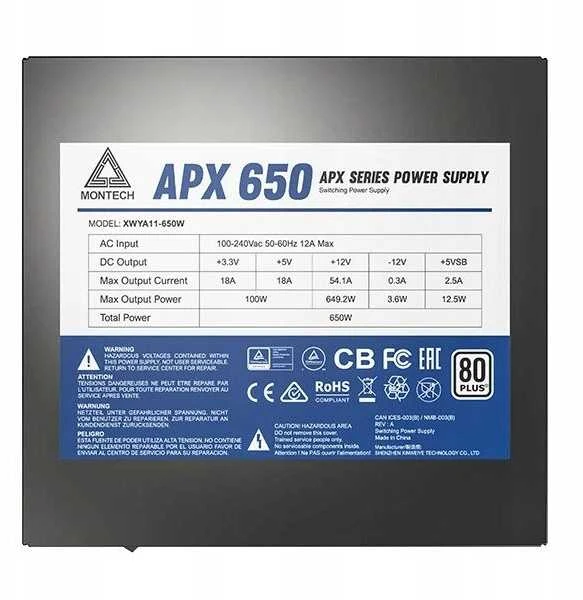 Maitinimo šaltinis Montech APX650 650W