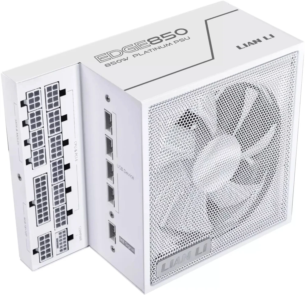 Lian Li EDGE EG0850 80 PLUS Platinum maitinimo šaltinis, PCIe 5.1, ATX 3.1 × 850, Baltas