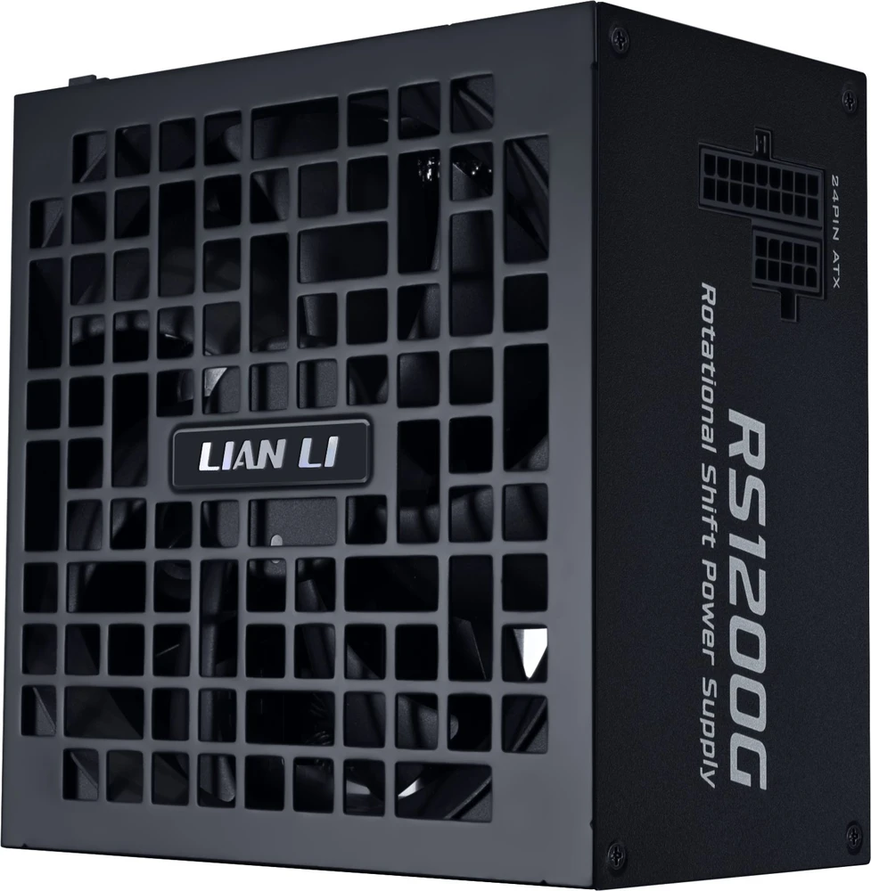 Lian Li RS serijos 80 PLUS Gold maitinimo šaltinis, ATX 3.1, modulinis · 1200 vatų, su RS šakotuvu, juodas